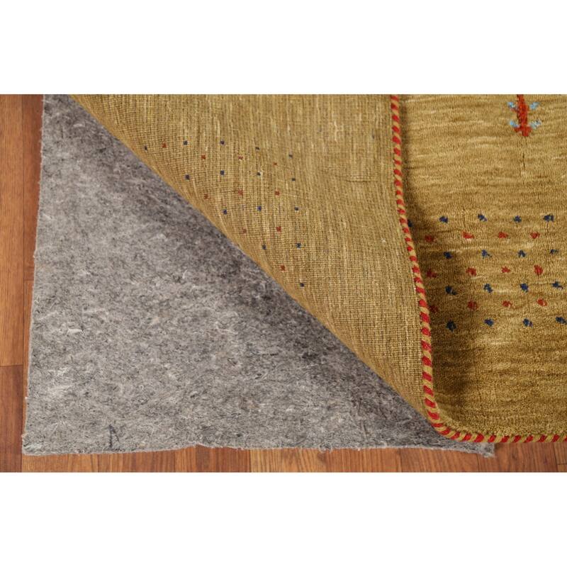 Tribal Gold Gabbeh Oriental Accent Rug Hand-Knotted Wool Carpet - 3'10"x 5'10"