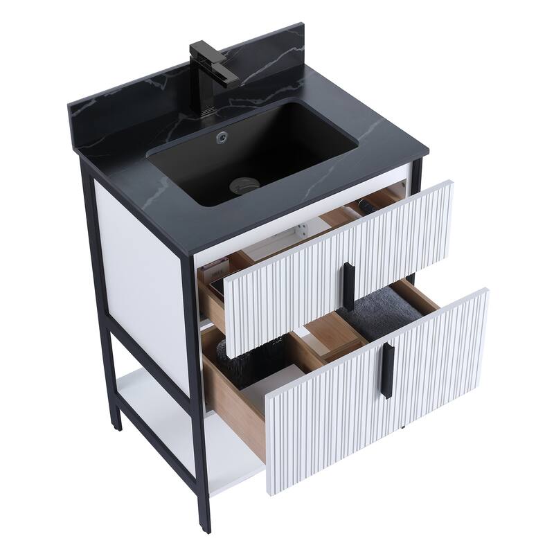 Fine Fixtures Serenity Modern Bathroom Vanity with Black Sintered Stone Top