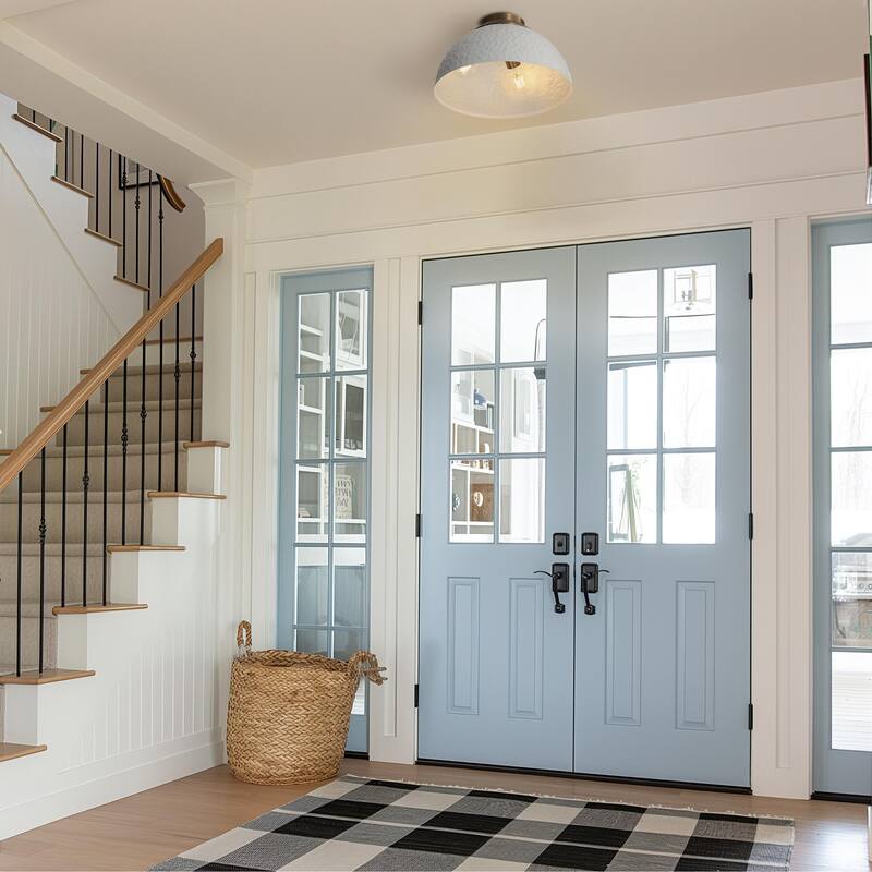 Golden Lighting Shepard 3-light Flush Mount in Modern Brass and Matte White shade