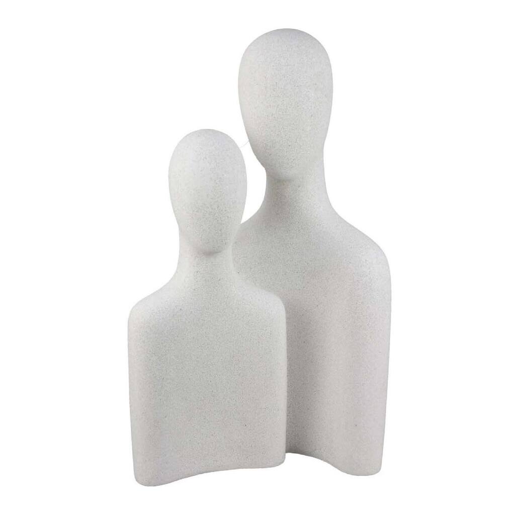 Nito Decorative Figurine, 2 Bust Silhouettes 17 Inch White Resin Body