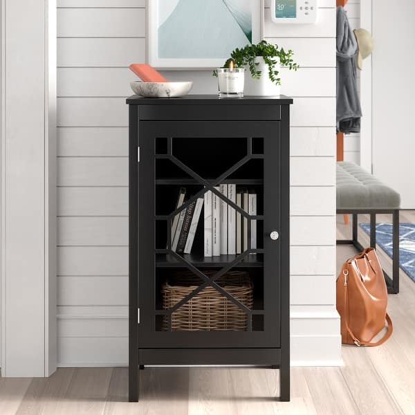 slide 2 of 13, Linon Ava Black Small Cabinet with Glass Door