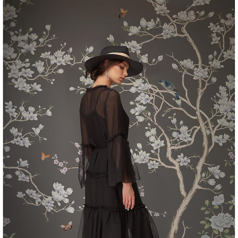 Serene Blossom Hand-Illustrated Chinoiserie Wallpaper Mural