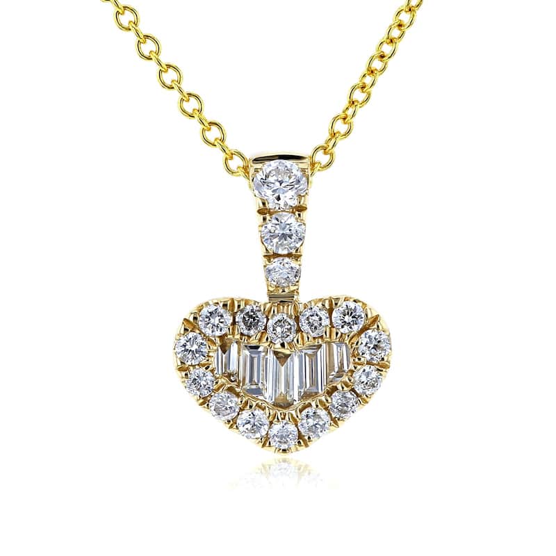 Kobelli 0.3 Carat Natural Diamond 14k Solid Gold Multi-stone Heart Shape 16" Lyra Necklace - Yellow