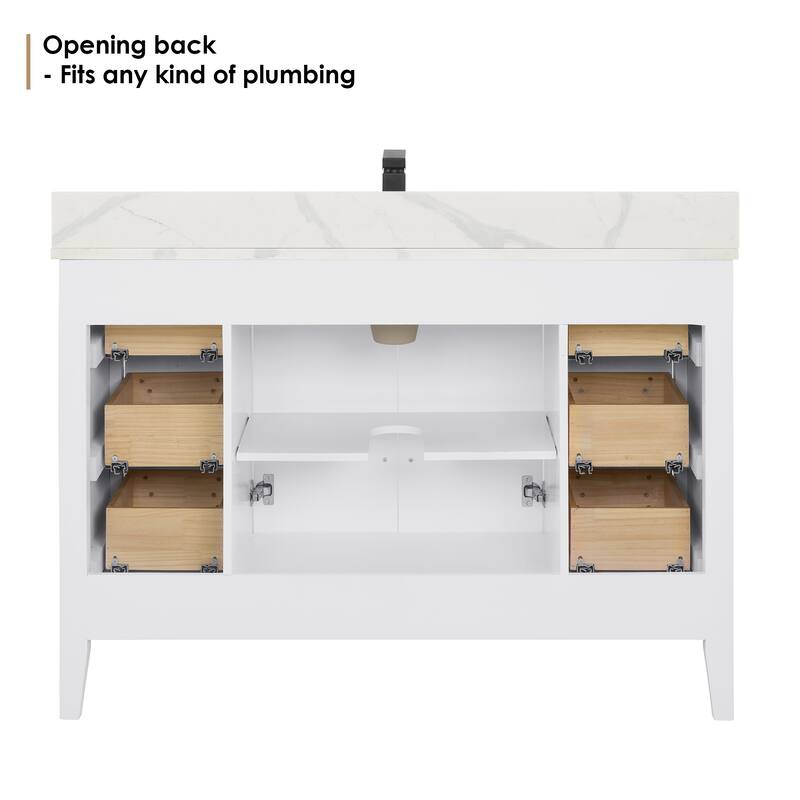 Altair Laurel Bath Vanity with Calacatta White Quartz Stone Countertop without Mirror