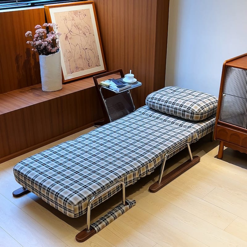 JASIWAY Checkered 4-in-1 Sleeper Sofa Chair Bed for Small Spaces