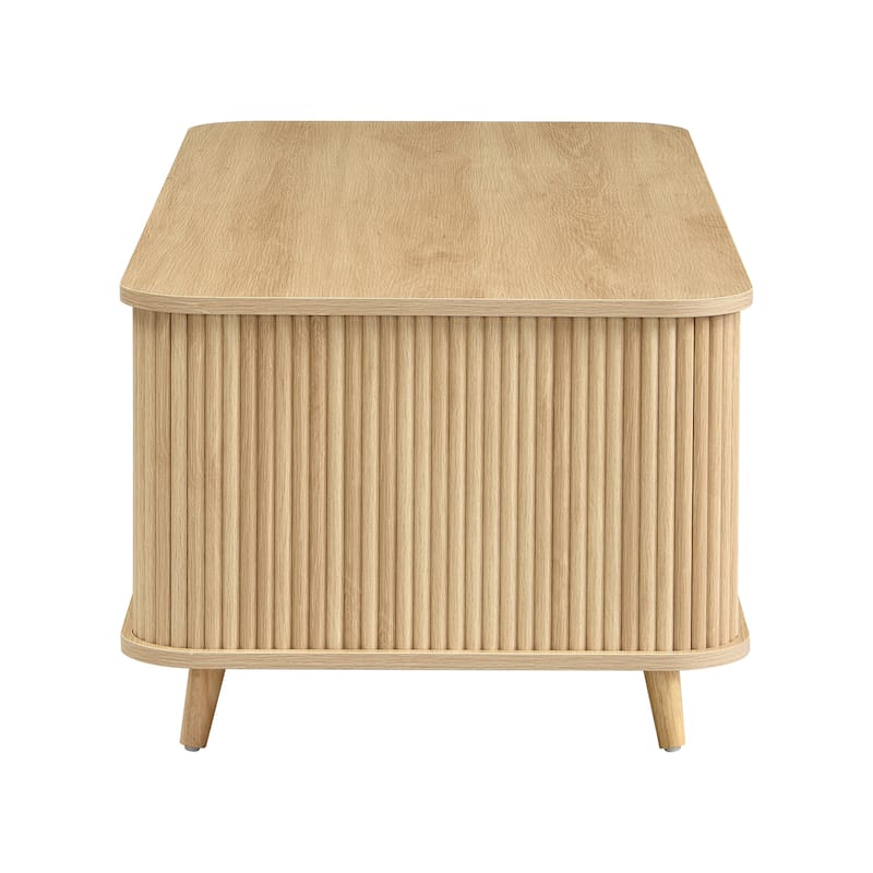 Christopher Knight Home - Arlo Mid-Century Modern Coffee Table with Tambour Doors and 6-Compartment Storage Drawer
