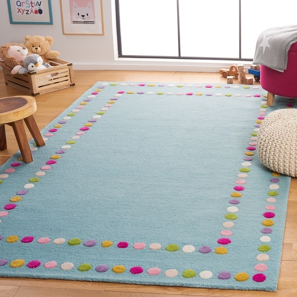 slide 2 of 3, SAFAVIEH Handmade Kids Diva Dots Wool Rug 3' x 5' - Blue/Pink - Rectangle