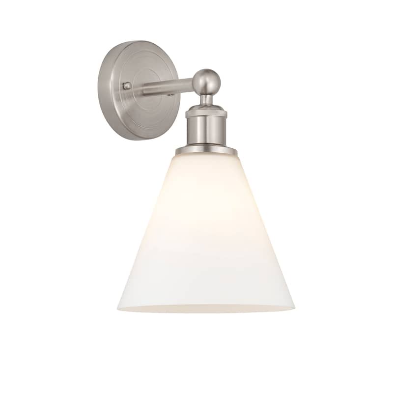 Innovations Lighting 616-1W-13-8 Berkshire Sconce Berkshire 13" Tall - Satin Nickel / Matte White