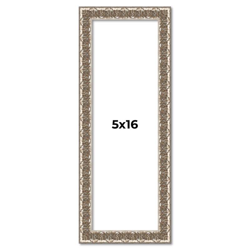5x16 Frame Silver Versailles Ornate Solid Wood Picture Frame | 1 Inch