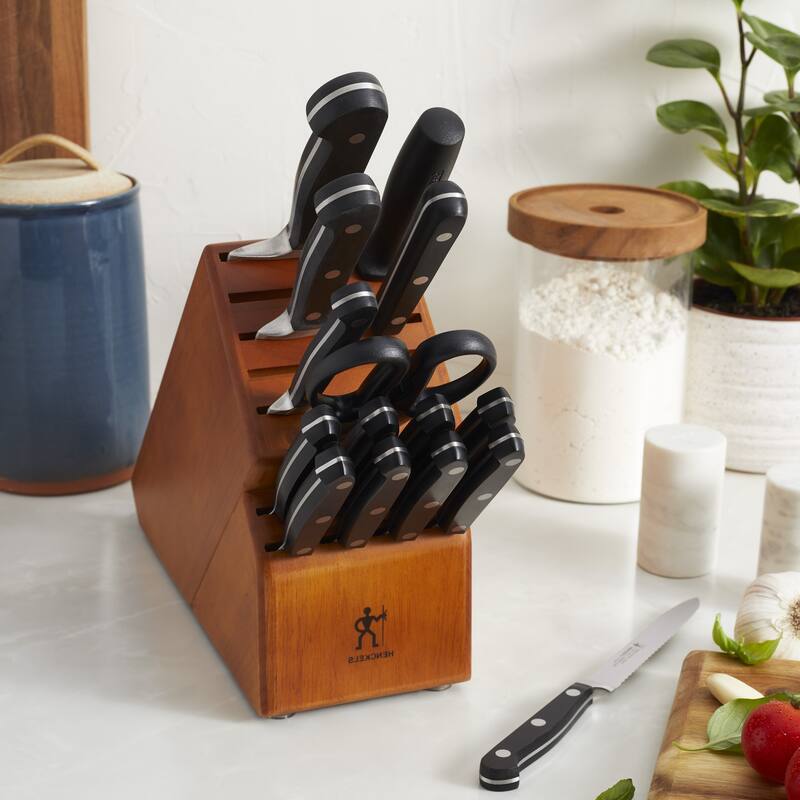 Henckels Classic 16-Pc Knife Block Set, Chef’s Knife, Steak Knives, Black - Natural