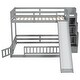 preview thumbnail 11 of 9, Twin Over Full Bunk Bed with Slide, Storage Staircase, Pine Solid Wooden Bunk Bed with Safety Guardrails