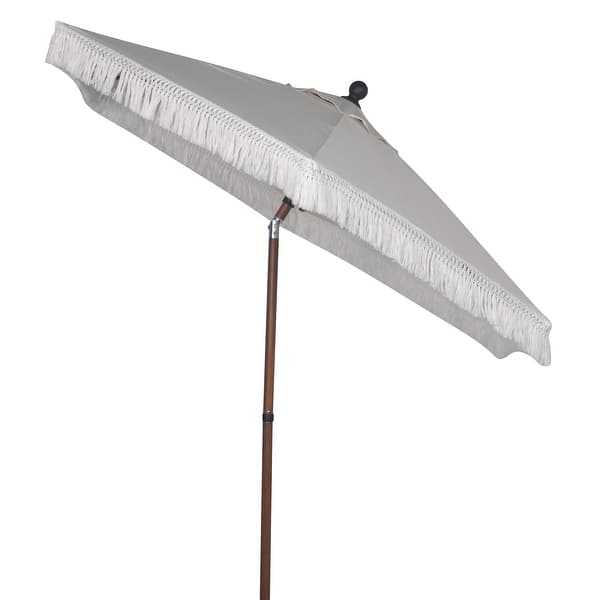 better homes & gardens ventura 7.5 fringe patio umbrella Ventura 7.5' Black Fringe Round Market Patio Umbrella - Bed Bath & Beyond