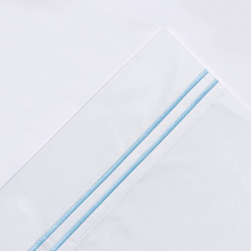 Pointehaven 300 TC Percale 100% Long Staple Cotton Cooling Double Satin Embroidered Stitch Oversized Sheet Set