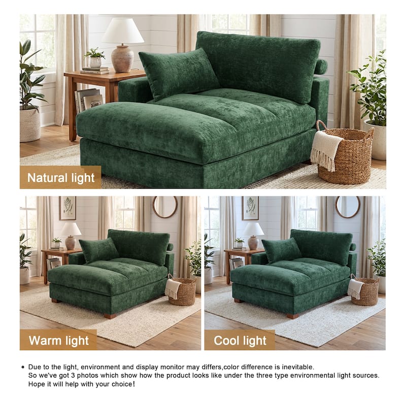 42"W Chenille Upholstered Chaise Lounge