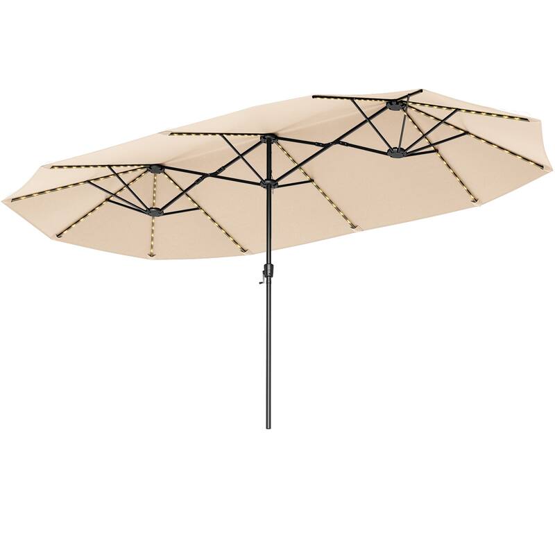 Costway 15.5 FT Extra-Large Patio Umbrella with LED Solar Lights & 12 - See Details
