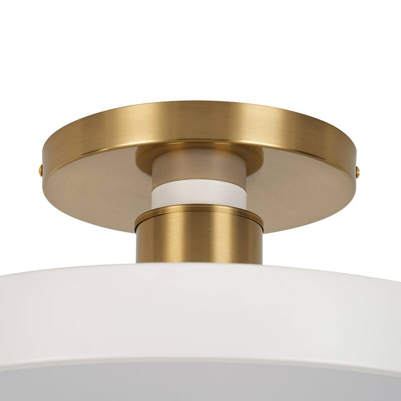 Modern Brass Blue Round LED Semi Flush Ceiling Light 15.7in