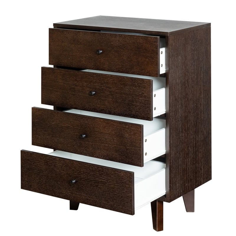 Retro Solid Wood and MDF Chest with 4 Drawers