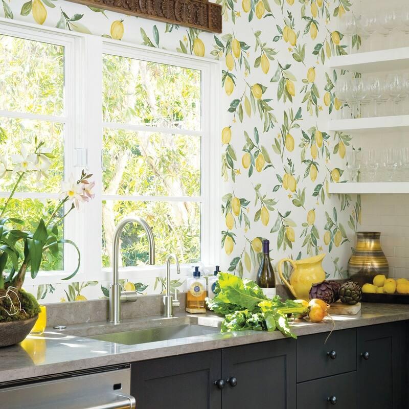Brewster Limon Yellow Fruit Wallpaper - 20.5in x 396in x 0.025in