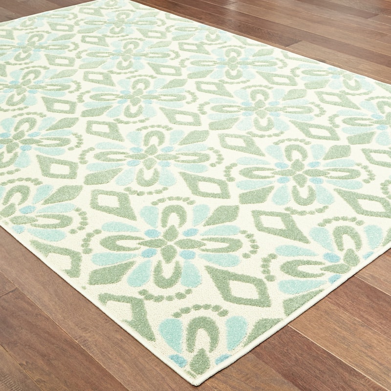 Vista Home Perryville Floral Panel Mixed Pile Indoor/ Outdoor Area Rug