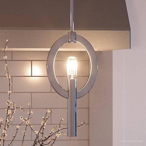Luxury Modern Pendant Light, 12.25"H x 6.5"W, with Industrial Chic Style, Polished Nickel Finish by Urban Ambiance