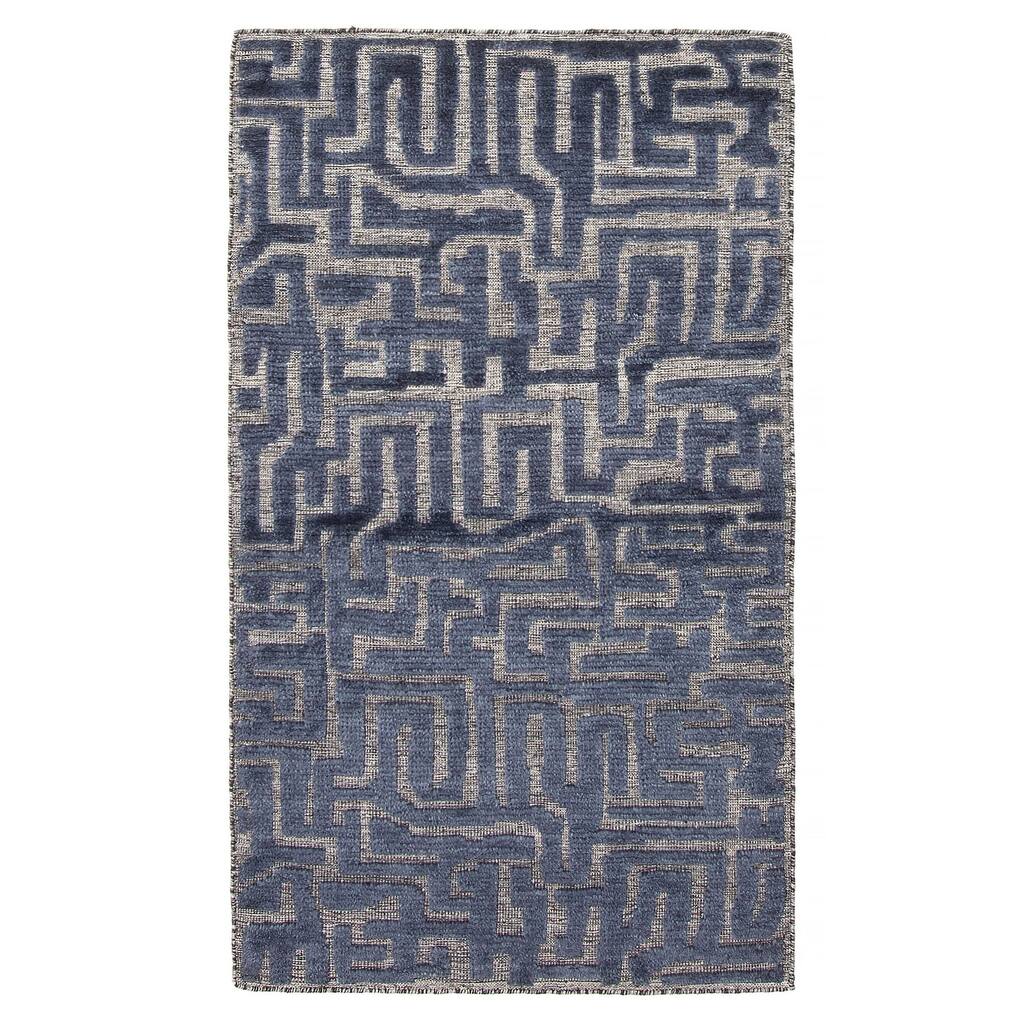 ECARPETGALLERY Hand-knotted Tangier Navy Wool Rug - 2'11 x 5'1