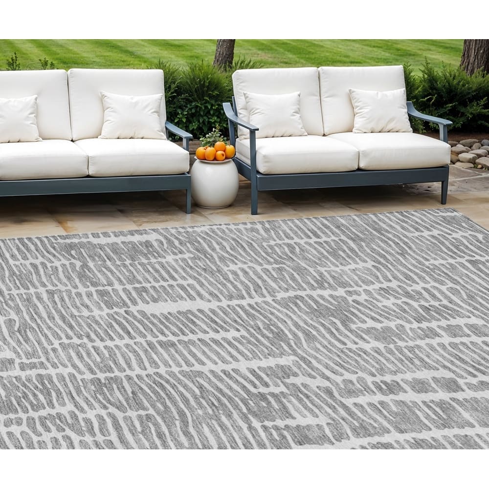 HomeRoots Abstract Transitional Rectangle Outdoor Rug
