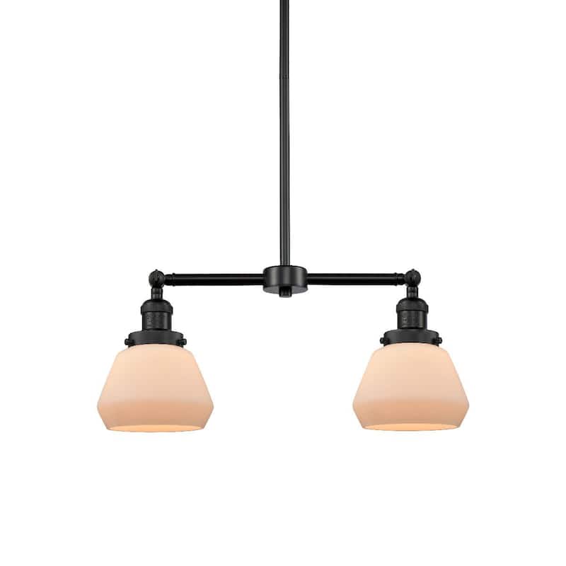 Innovations Lighting Fulton 2 Light 21" Wide Linear Chandelier - Matte Black / Matte White Cased