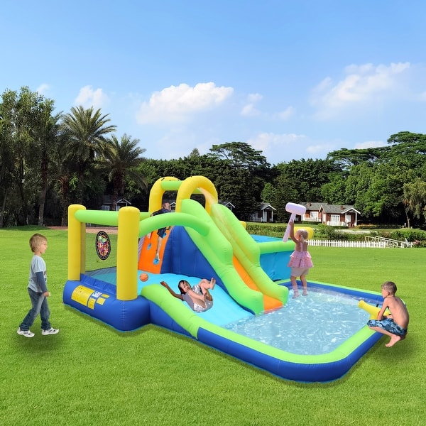 slide 2 of 10, 7-In-1 Inflatable Slide Water Park Includes a Garden Bouncer, Whack-a-Mole Games, Splash Pool, Target Games Kids