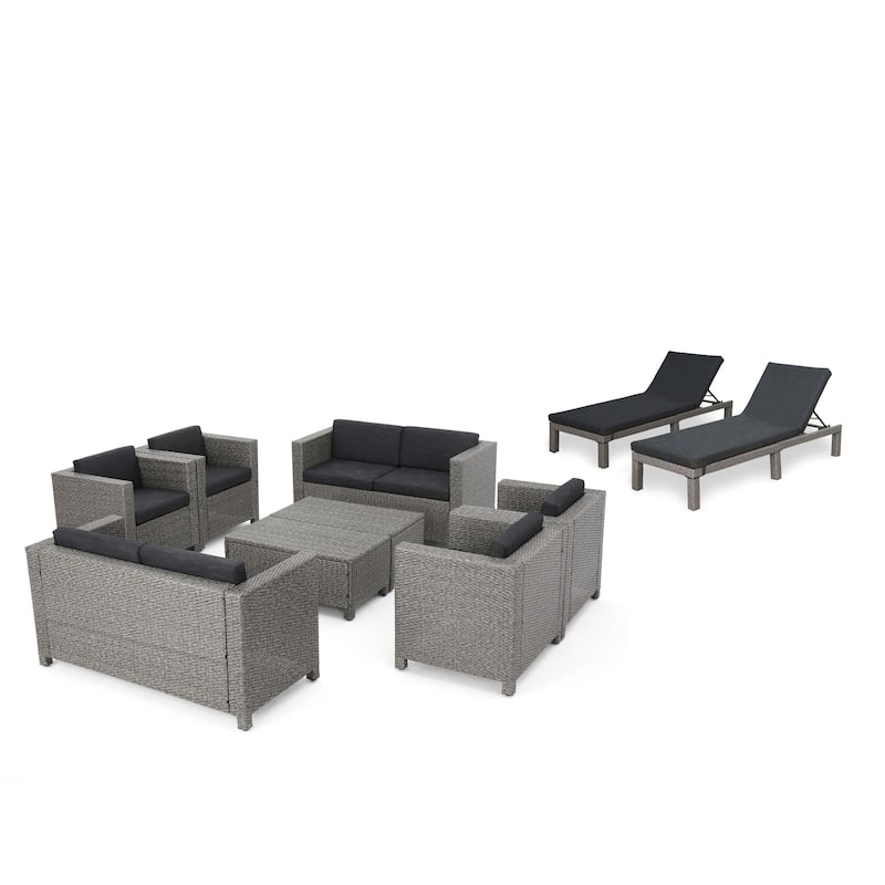 Puerta Outdoor 10-piece Wicker Patio Set with Cushions by Christopher Knight Home