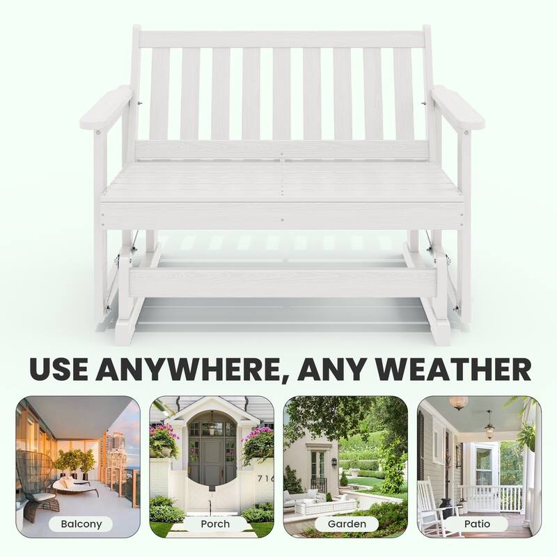 Outdoor Patio HDPE Glider Bench, Garden Rocking Bench