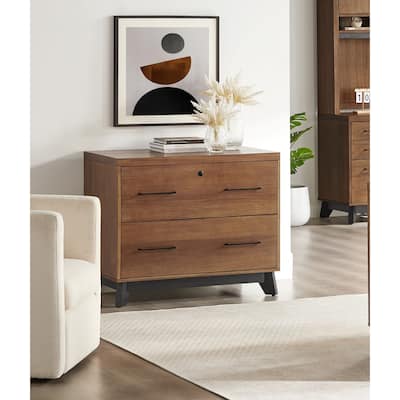 Modern Wood Lateral File, Office Lateral File, Storage File Drawer, Fully Assembled, Rich Medium Brown