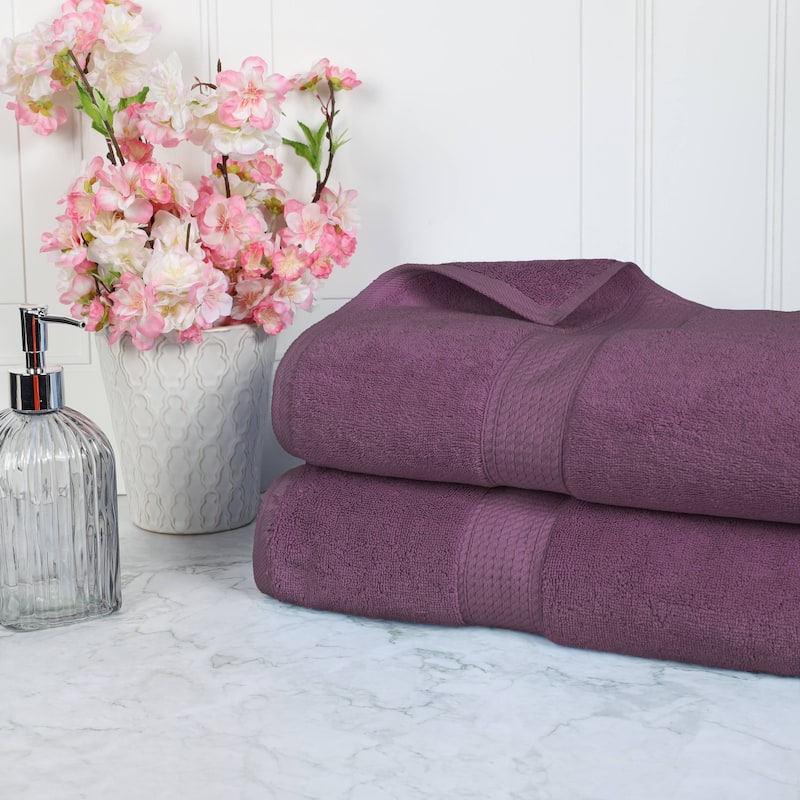 Superior Egyptian Cotton Pile Heavyweight Bath Sheet Set of 2 - Plum