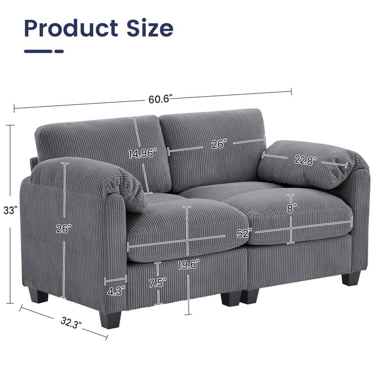 Corduroy Loveseats, Soft, Comfortable & Pet-Friendly