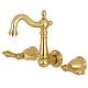 preview thumbnail 8 of 7, Heritage Two-Handle 3-Hole Wall Mount Bathroom Faucet Brushed Brass