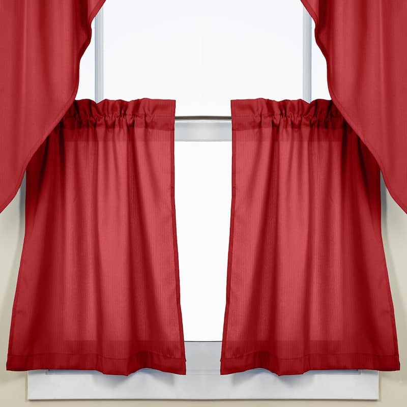 Opaque Wine Ribcord Kitchen Curtain Pieces - Tiers/ Valances/ Swags - 36" Tier Pair