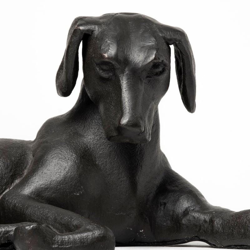 Black Metal Labrador Dog Sculpture - 7"W x 11"D x 5"H