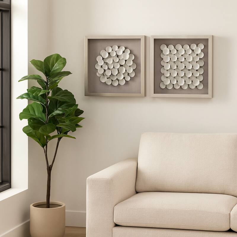 Resin Dimensional Petal Canvas Wall Art (Set of 2) - 20" White
