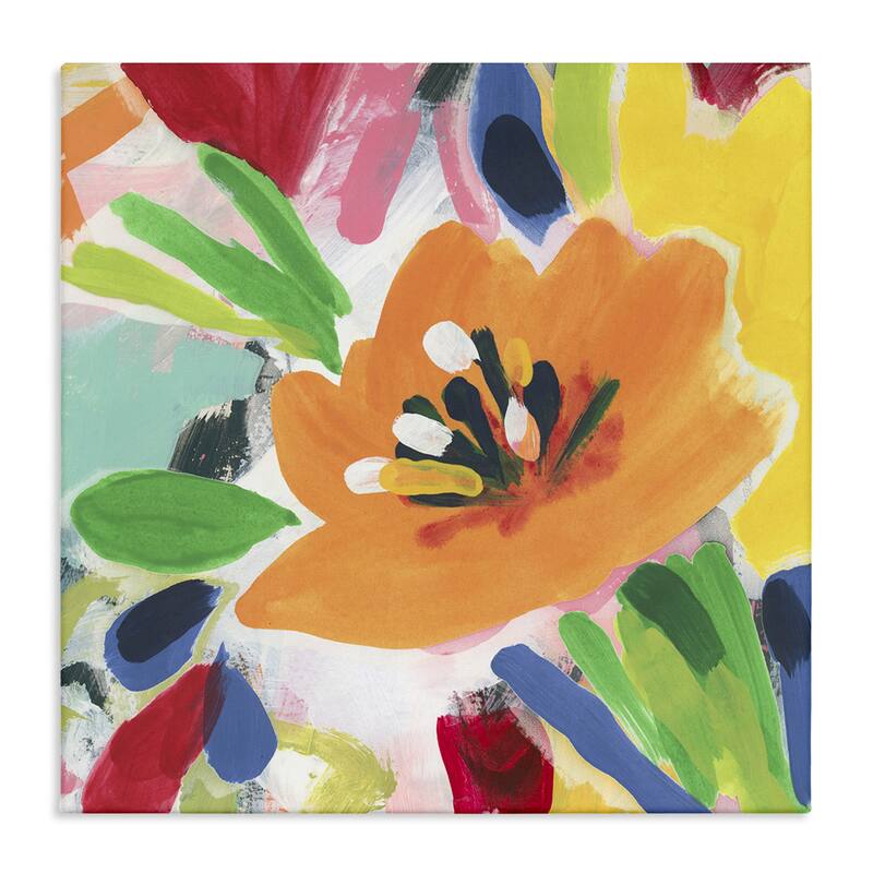 Stupell Vivid Orange Flower Impressions Canvas Wall Art Design By June Erica Vess - 30 x 30