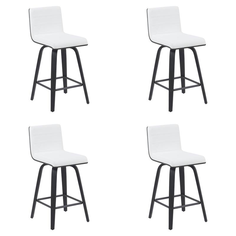 Skara Mid-Century Swivel Counter Stool, Upholstered Counter Height Chair with Bentwood Legs