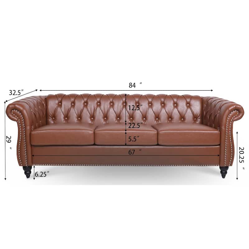Comfortable 3-Seater Sofa with Fashion Striped Seat Cushion