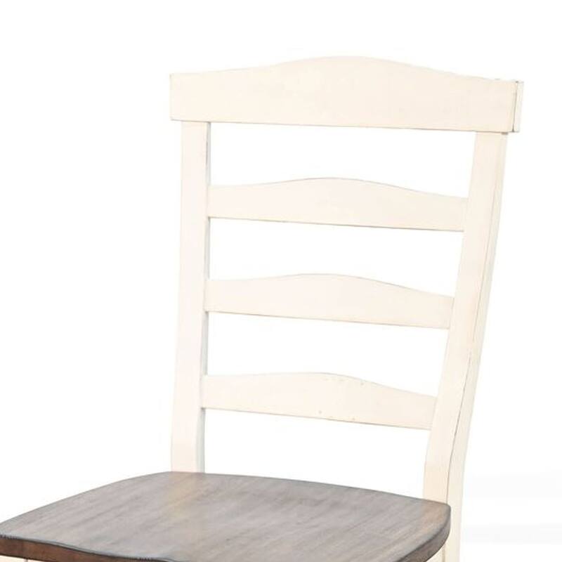 Dean Dining Chair Set of 2, Ladder Back, Dark Brown, White Solid Wood