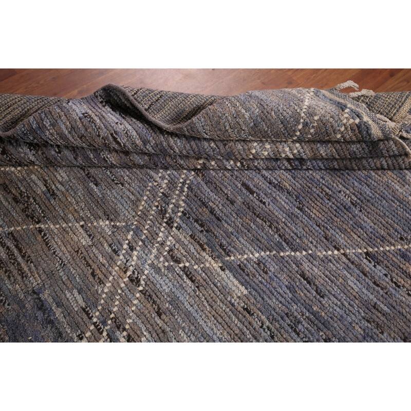 Moroccan Area Rug Handmade Multi-Color Striped Wool Carpet - 5'7"x 9'5"