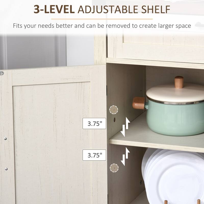 HOMCOM Industrial Wooden Storage Cabinet Kitchen Sideboard with Drawer and Adjustable Shelf for Dining Room