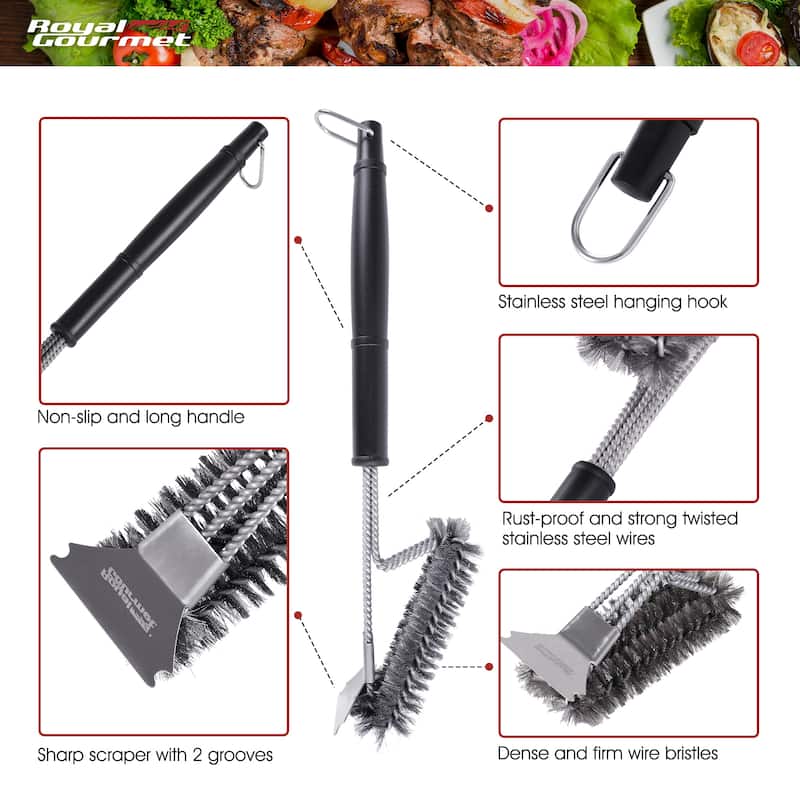 Royal Gourmet TB1707 17In Grill Cleaning Brush and Scraper