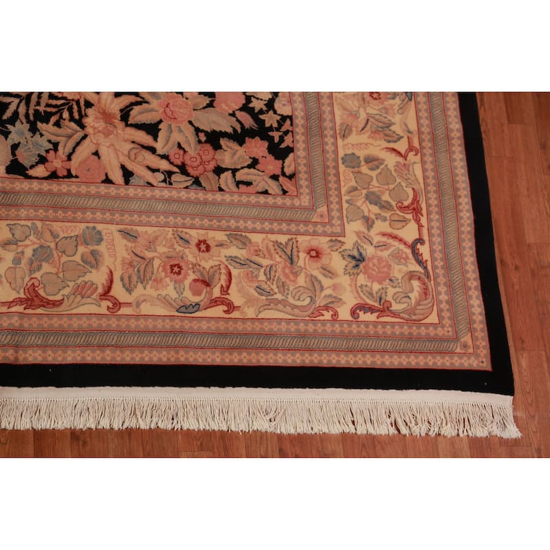 Vegetable Dye Floral Aubusson Chinese Large Rug Handmade Wool Carpet - 11'11" x 17'11"