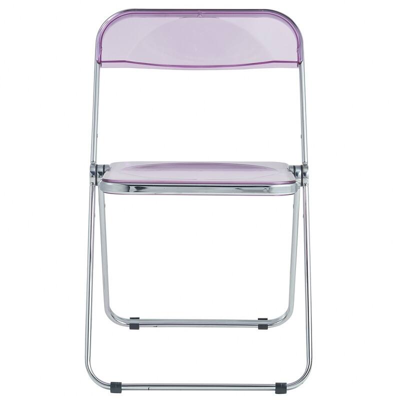 Lawrence Modern Clear Acrylic Transparent Folding Chair with Chrome Steel Frame for Condos and Apartments Set of 4 - 30"