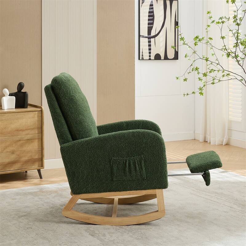25.4"W Rocking Chair,High Back Glider Chair with Retractable Footrest