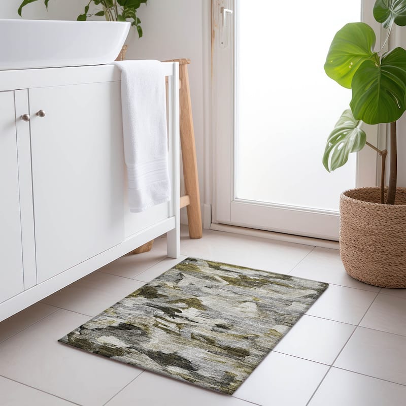 Machine Washable Indoor/ Outdoor Modern Chantille Rug - Granite - 1'8" x 2'6"