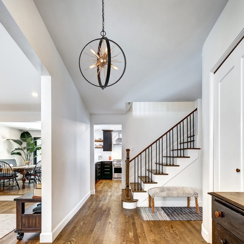 Modern 6-Light Globe Sputnik Chandelier Tinka Farmhouse Lantern Kitchen Pendant Lights for Foyer - D18"x H20.5"