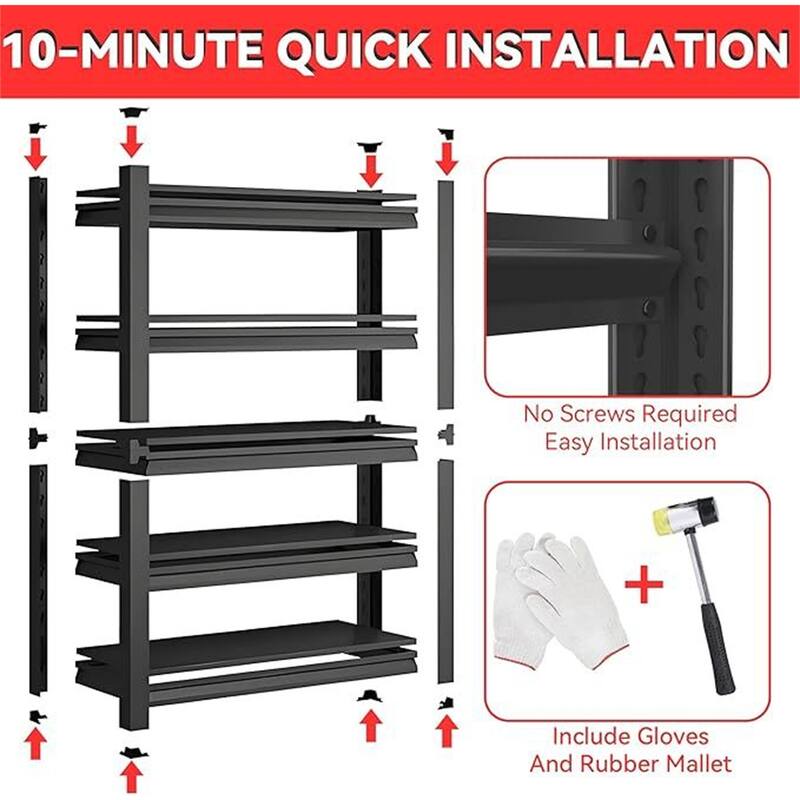 5-Tier Adjustable 72" Metal Garage Storage Shelving Unit
